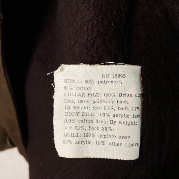 Vintage Shanhouse Mens Canvas Barn Coat Size 44 Chore Jacket Faux Fur Lined Belt - Picture 7 of 13